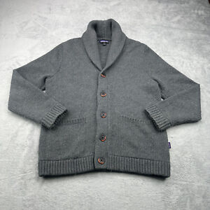 Patagonia Recycled Wool Shawl Collar Cardigan Sweater Mens Small Gray Adult