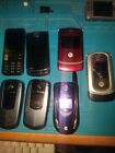 Lot of 7 Vintage Cell Phone Flip Phones from Various Brands. AS IS