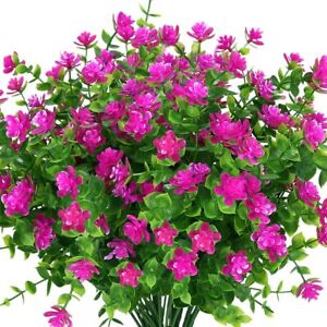 New Listing4 Pack Artificial Flowers Fake Outdoor UV Resistant Faux Plants Greenery Shrubs