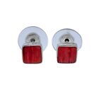 Vintage Sterling Silver 925 7mm Square Red Coral Stud Earrings