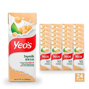Yeo's Soy Milk Drink 8.5 Oz Pack of 24 - Low Calorie Plain Soy Milk Singles -...