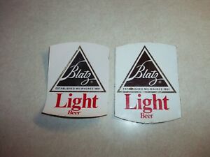 2 Vintage BLATZ LIGHT BEER TAP KNOB HANDLE STICKERS DECALS Wisconsin Wi Bar