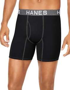 Hanes 4-Pack Boxer Briefs Ultimate Men's Comfort Flex Fit Ultra Soft Black/Grey