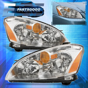 For 02-04 Nissan Altima JDM Replacement Headlights Lamps Left+Right Chrome Amber
