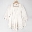 Cabi Boho Blouse Womens Small White Cotton Lace Trim One Button Lightweight