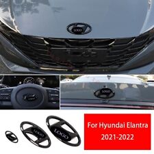 For Hyundai Elantra 2021-2022 Gloss Black Front Rear Back Logo Emblem Cover 3pcs