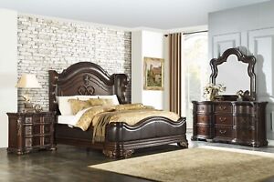 NEW Grand Classic Cherry Brown King Queen 4PC Bedroom Set Traditional B/D/M/N