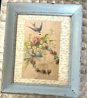 Shabby Chic Beautiful Vintage Ornate Blue Frame With Bluebird Picture RARE