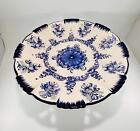Vestal Portugal Pottery Blue White Reticulated Cake Food Plate Stand Pedestal