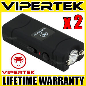 (2) VIPERTEK BLACK VTS-881 Micro Stun Gun Self Defense Wholesale Lot