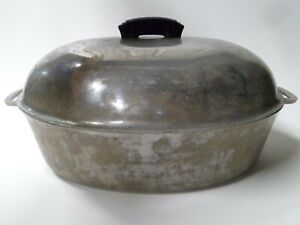 Vtg Household Institute Cooking Utensils Aluminum Oval Roaster Oven Pan With Lid