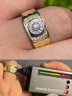 Men's Real 14K Gold Plated Real Moissanite Ring Passes Tester Iced Pinky Out