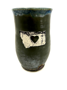 New ListingHandmade Art Pottery Stoneware Vase Outline of Montana w/Heart Stamped by Maker