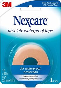 Nexcare Absolute Waterproof Tape, Flexible Foam Medical Tape, 1 In x 5 Yds, 1 Ro