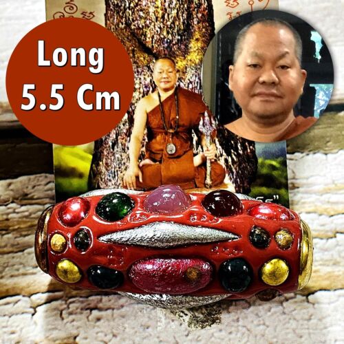 Takud Leklai Mix Watcharatad Lp Somporn Shield Life Brown 5cm Thai Amulet #16198