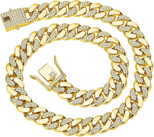 Cuban Link Chain Mens Iced Out Miami Cuban Necklace Cubic Zirconia