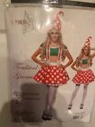 New Starline Sexy Toadstool Gnome Costume Medium Skirt With Suspenders Top & Hat