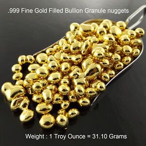 1 Troy Ounce Oz .999 Gold Filled Bullion Solid Granules Recovery Scrap 31.1grams