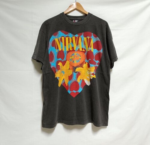 Nirvana Heart Shape Box T-Shirt Vintage Reprint  Giant Tag Sz XL Faded Black
