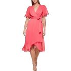 DKNY Womens Flutter Sleeve Midi Semi-Formal Wrap Dress BHFO 5731