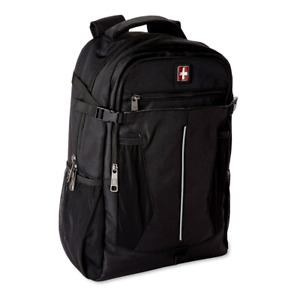Swiss Tech Unisex Adult Banded Backpack Black, for School/Work College