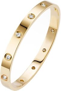 18K Gold Plated Bracelet with Cubic Zirconia Bangle Jewelry for Women Girl