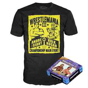 Funko WWE WrestleMania Ⅲ Hulk Hogan vs Andre the Giant, Display Ring, T-Shirt-L