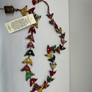 Indian INDIKA Floral Cotton Stuffed Small Birds Beads Bell Prosperity Hens