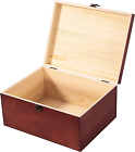 Vintage Wooden Storage Box Container with Hinged Lid Front Clasp, 12'' X 9.3'' X