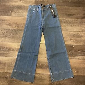 Express Jeans Wide Leg Cropped High Rise Blue Denim Pants Size 2R