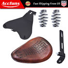 Brown Motorcycle Soft Leather Seat Solo Bracket For Honda Bobber Chopper USA