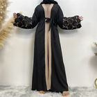 Muslim Embroidery Open Cardigan Abaya Dubai Women Long Sleeved Dress Loose Robe