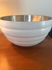 Mid Century MCM VOLLRATH Polished Stainless Steel Beehive White Bowl Planter 9”