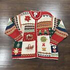 Tiara Vintage Christmas Patchwork Holiday Cardigan Sweater Button Front Sz 22/24
