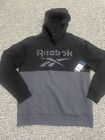 Reebok Mens Colorblock Knit/Fleece Hoodie - Black/Grey- Medium- Brand New w Tags