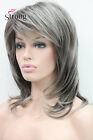 Long Soft Fluffy Layered Shag Good Volume Brown Grey Silver  Synthetic Wigs