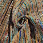 'Teal' Colors, Metallic Silver Handwoven Silk Fabric, Sari Waste,  Eco-Friendly