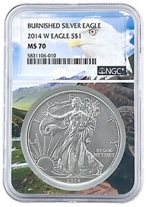 2014 W Burnished Silver Eagle NGC MS70 - Eagle Picture Core