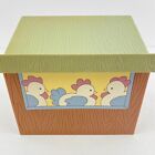 Vintage Recipe Box, plastic,  henhouse design, roosters, hinged lid, no cards