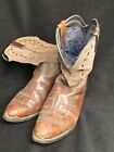 Men’s Cowboy Boots 12” Outside 10” Inside Metal Tip Brown Leather Worn