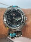 ORIENT WORLD DIVER W Navajo Men's Sterling Coral Turquoise Watch Amazing Piece