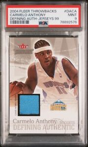 2004 FLEER THROWBACKS AUTHENTIC JERSEYS PATCH #ED /99 CARMELO ANTHONY PSA 9 MINT