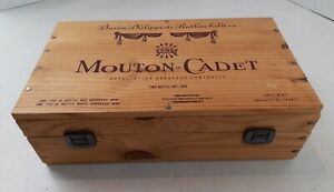 Vintage Mouton-Cadet Wooden Box Wine Crate Baron Philippe de Rothschild 324