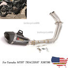 For Yamaha XSR700 MT-07 Tracer 700 Exhaust Front Link Pipe With Muffler Tips