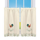 Rooster Embroidered Kitchen Window Curtains
