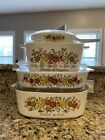 Rare Vintage CORNING WARE Spice of Life Set of 4 Stamped W/ Lids