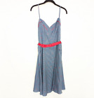 VOODOO VIXEN Cherry Midi Dress Womens Plus Size XXL Blue Pinup A Line 1950's