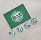 Heineken Rubber bar mats drip mat spill mat bar runner & 4pcs beer coasters pubs