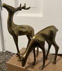 Pair of 2 Vintage Solid Brass Deer Set Buck & Doe , Used
