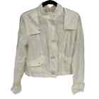 CAbi Women's medium White Topside Topper 100% Linen button up Jacket Style 333